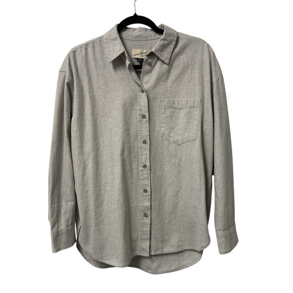 UNIVERSAL THREAD FLANNEL SHIRT OVERSIZED BUTTON UP SIZE S GRAY NEUTRAL FALL NWT - Picture 1 of 6